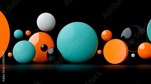 Abstract colorful spheres on black background