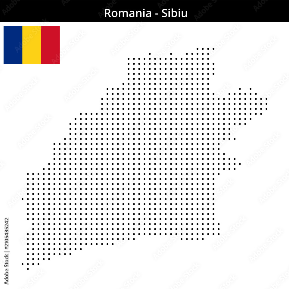 Fototapeta premium Map of Romania region Sibiu in small size dots