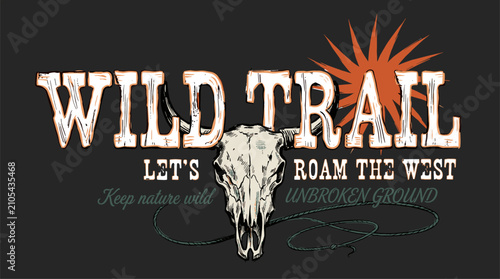 Obraz na płótnie Wild trail adventure vintage print design for t shirt