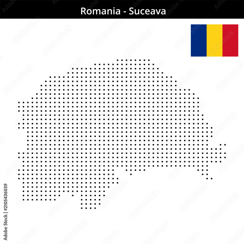 Fototapeta premium Map of Romania region Suceava in small size square dots