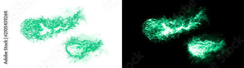 Foto Burning fire flame effect with glowing green blazing texture used in PNG, Transp