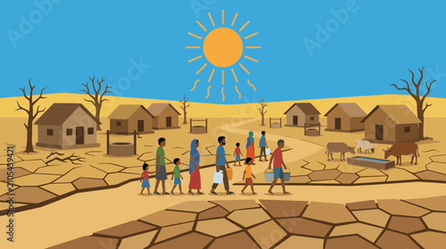 Foto Drought stricken village, people migrating due to heat and lack of water