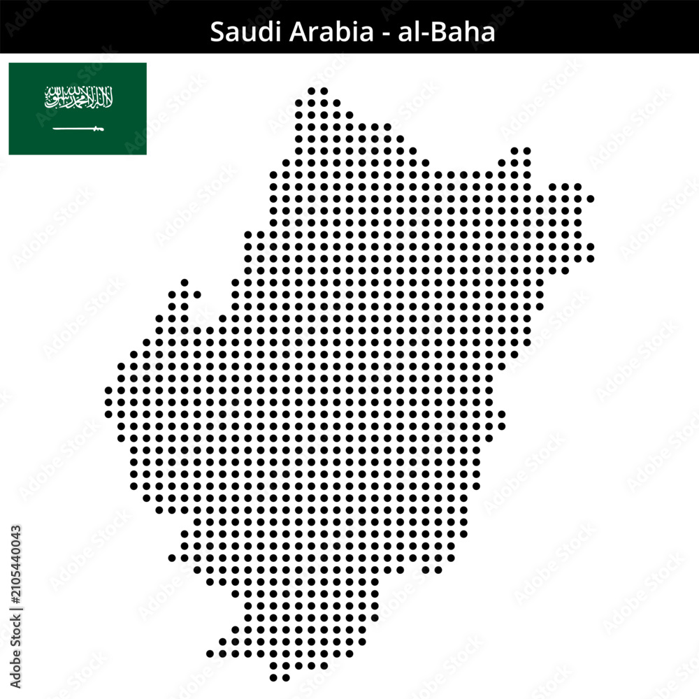 Obraz premium Map of Saudi-Arabia region al-Baha in medium size dots