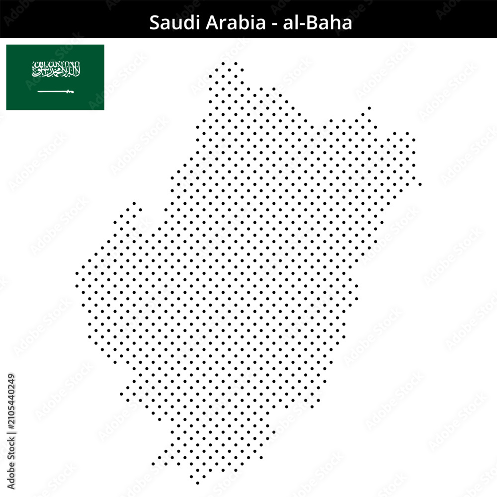 Obraz premium Map of Saudi-Arabia region al-Baha in small cross shaped dots