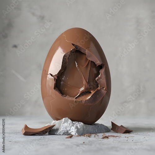 Cracked Chocolate Egg A Decadent Delight for Easter, Confectionery, and Sweet Indulgence.