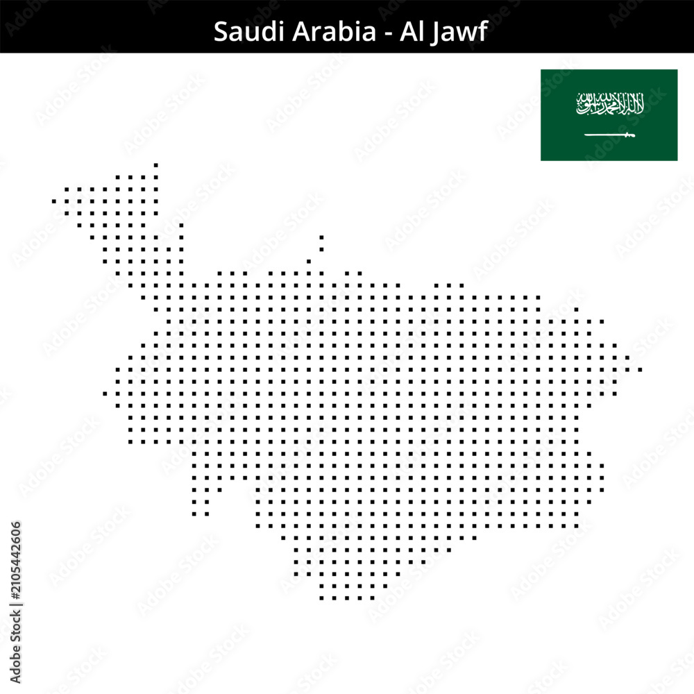 Fototapeta premium Map of Saudi-Arabia region Al-Jawf in small size square dots