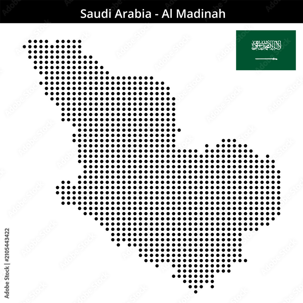 Obraz premium Map of Saudi-Arabia region Al-Madinah in medium size dots