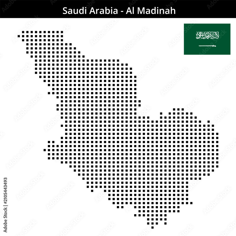 Obraz premium Map of Saudi-Arabia region Al-Madinah in medium size square dots