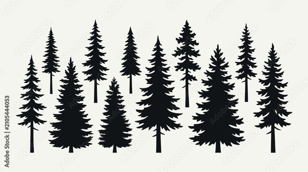 Obraz premium Forest silhouette tree collection