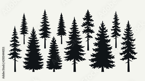 Forest silhouette tree collection
