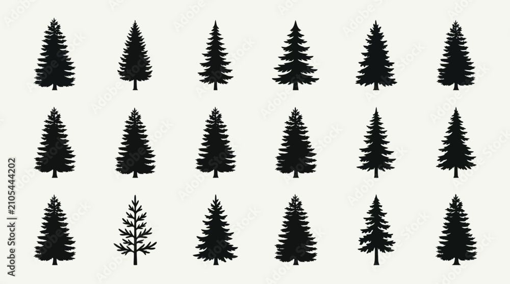 Fototapeta premium Forest tree silhouettes collection