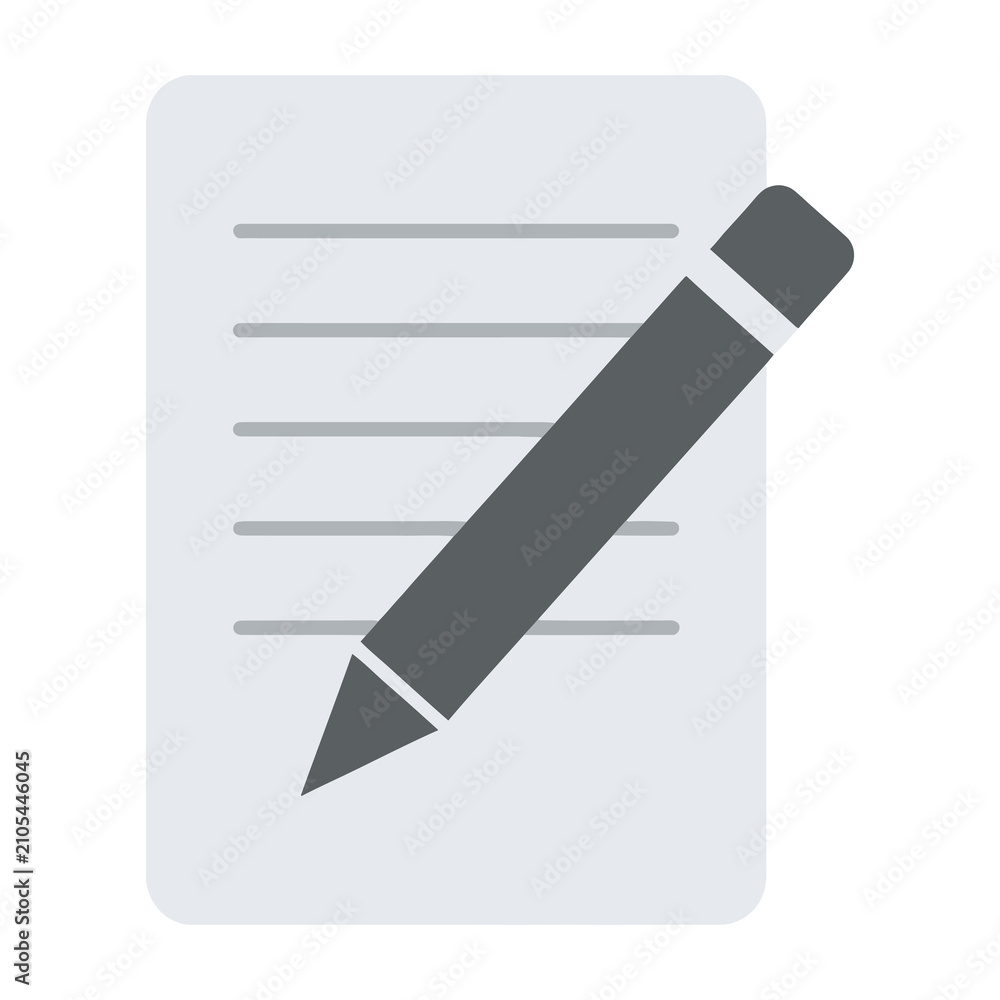 Naklejka premium Minimalist Pencil Writing on Paper Document Icon for Business and Education Usage