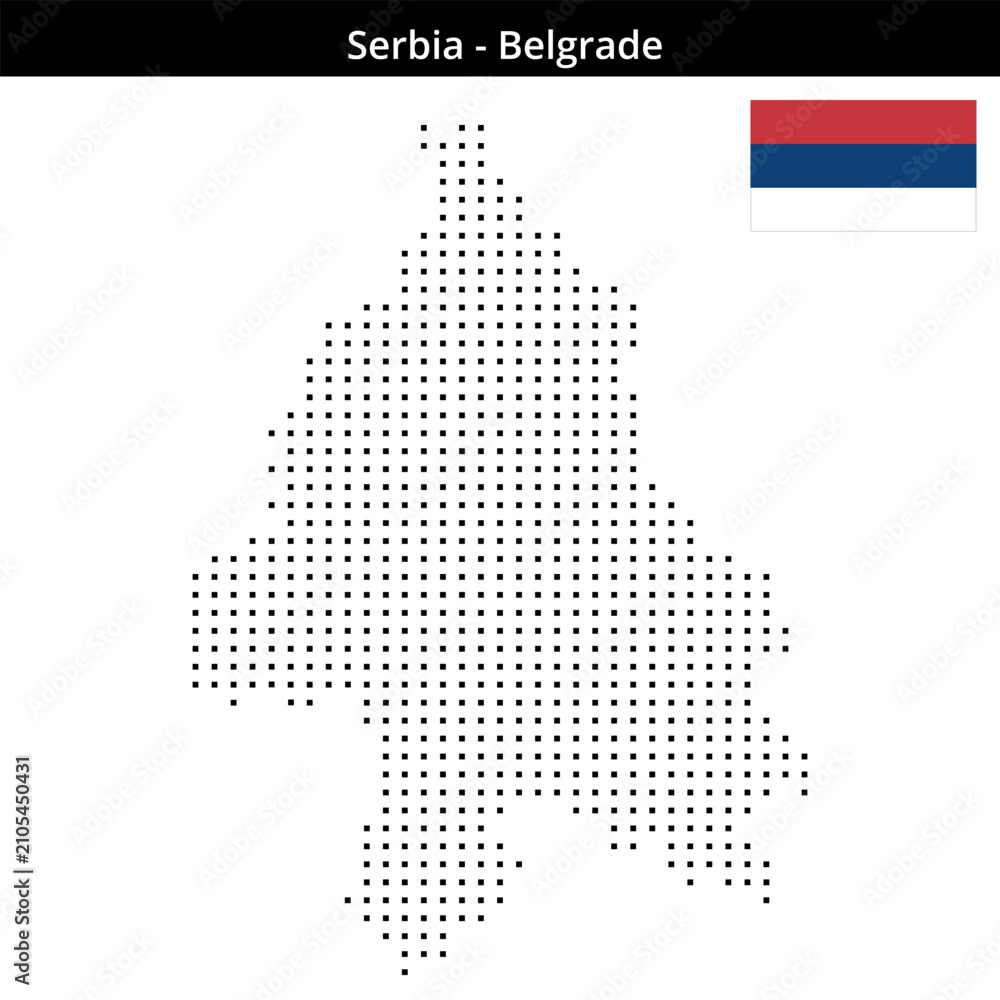 Obraz premium Map of Serbia region Belgrade in small size square dots