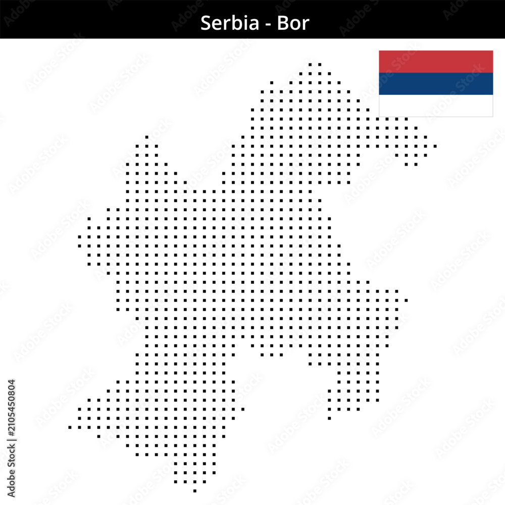 Obraz premium Map of Serbia region Bor in small size square dots
