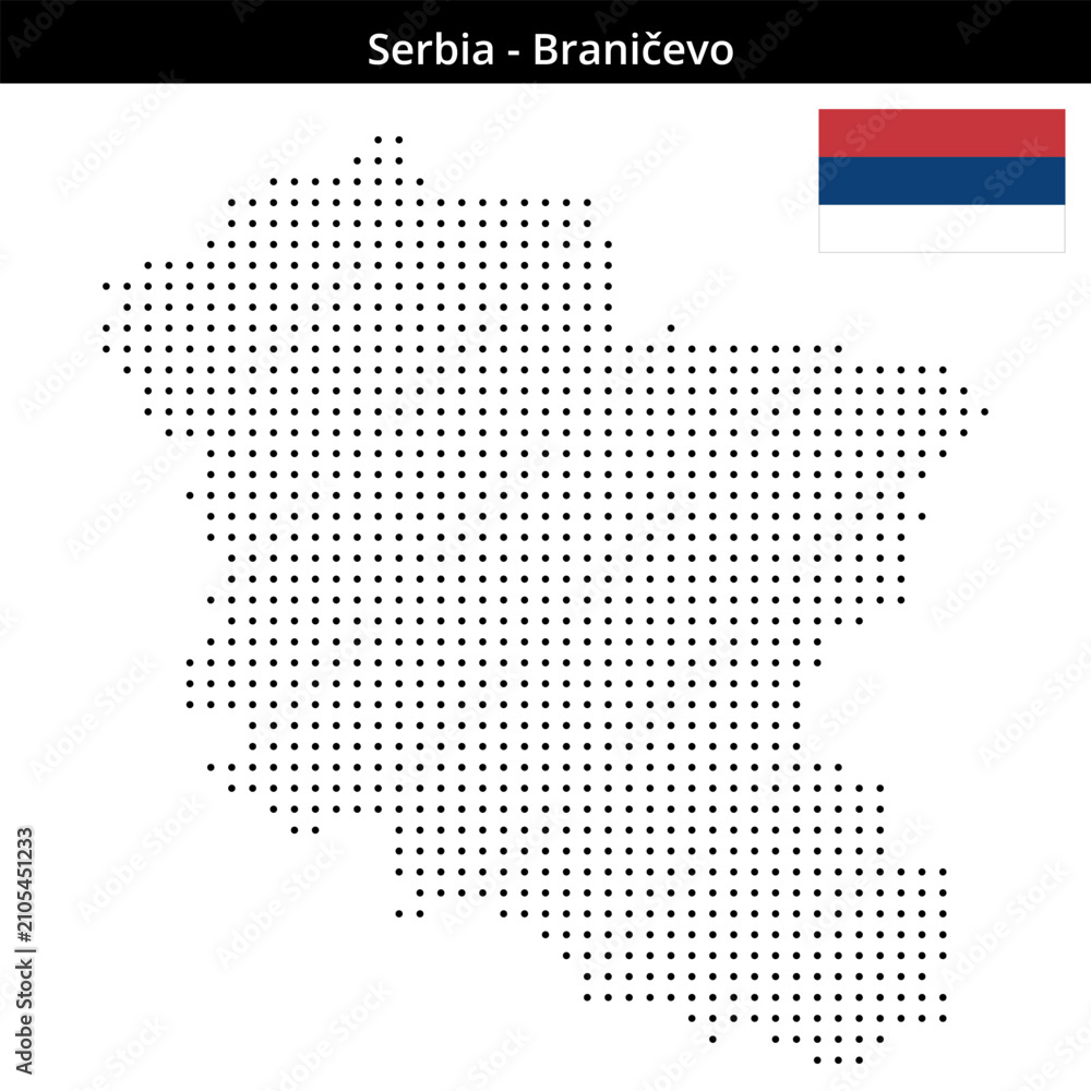Fototapeta premium Map of Serbia region Braničevo in small size dots