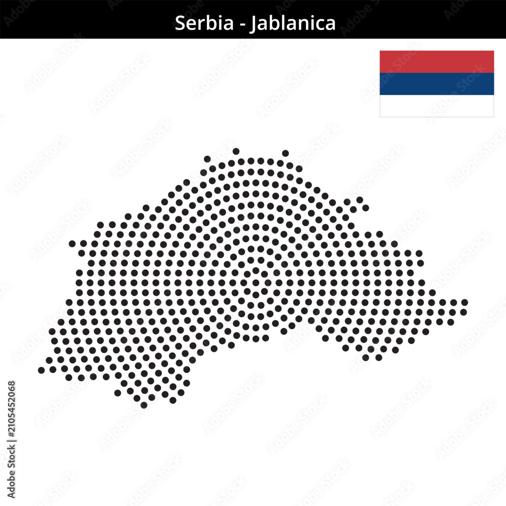 Fototapeta premium Map of Serbia region Jablanica in concentric medium dots