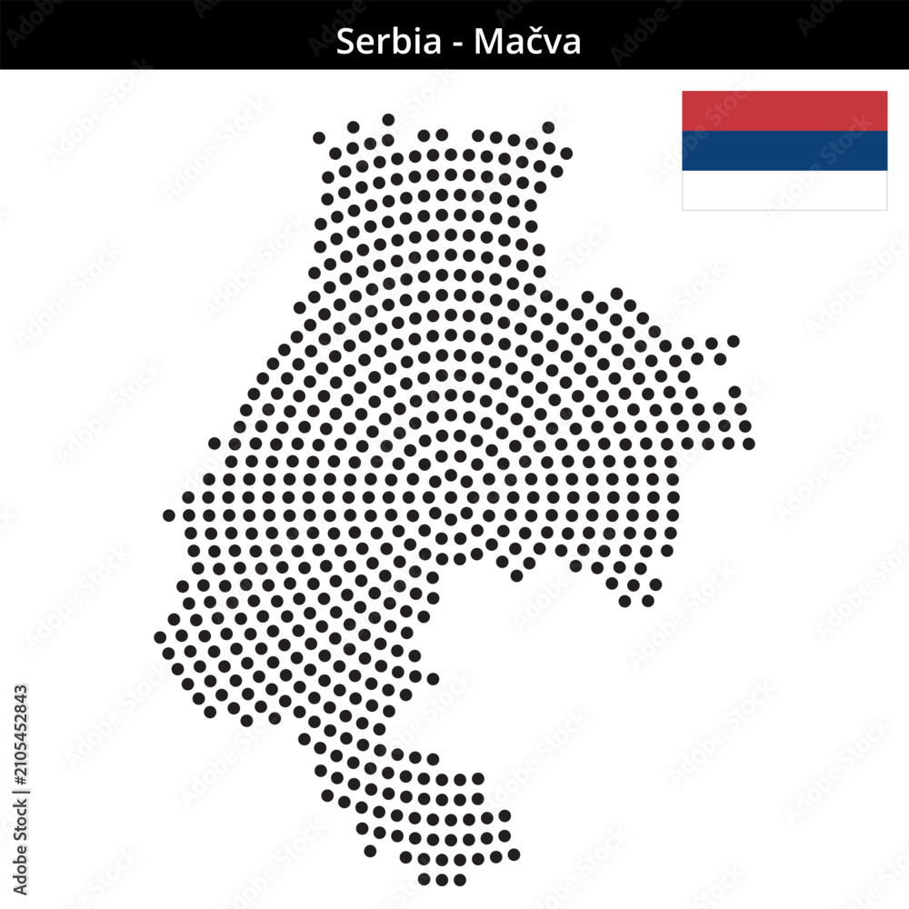 Obraz premium Map of Serbia region Mačva in concentric medium dots