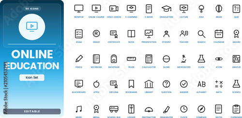 Bild auf Leinwand Online Education icon set