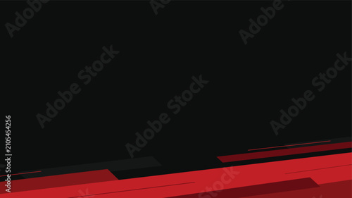 Simple and clean black horizontal background with red abstract element and copy space for text.