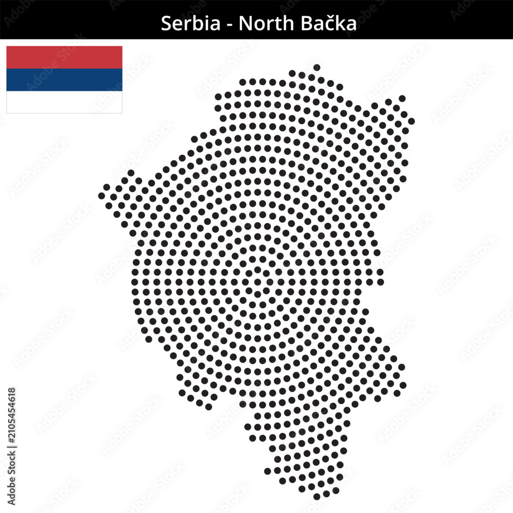 Fototapeta premium Map of Serbia region North-Bačka in concentric medium dots
