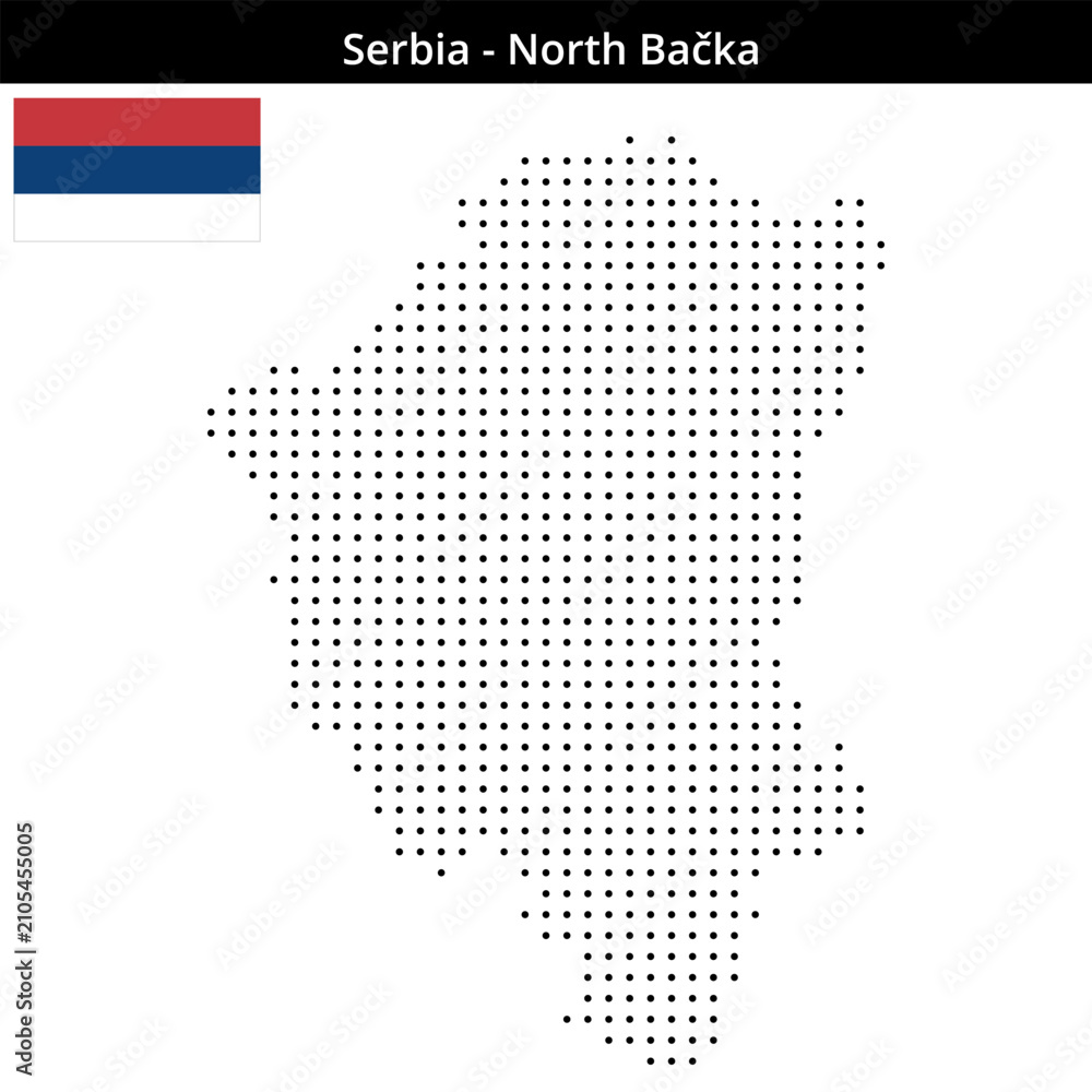 Fototapeta premium Map of Serbia region North-Bačka in small size dots