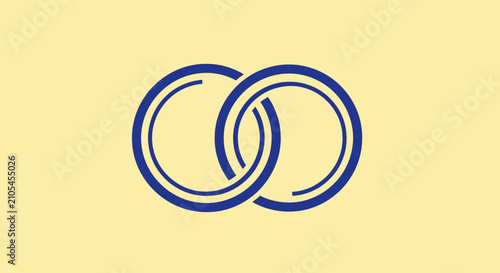 Blue interlocking rings on a cream background, a symbol of unity or connection
