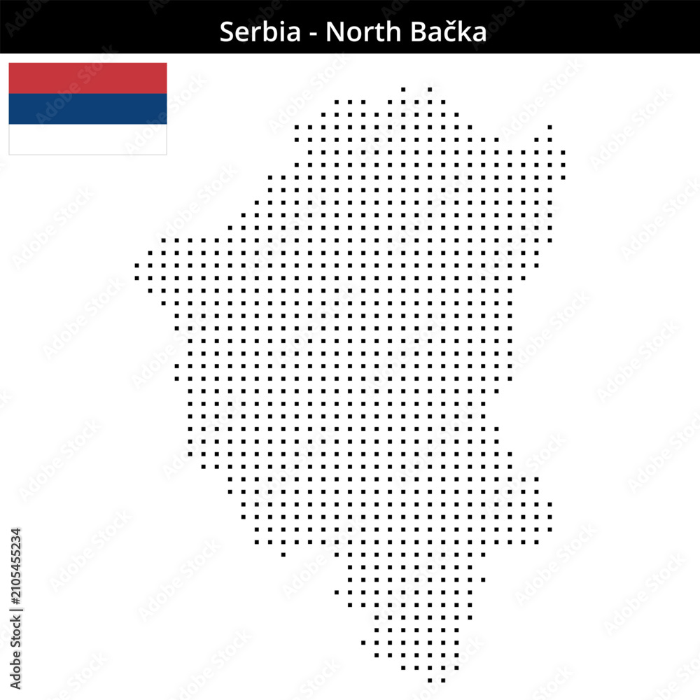 Fototapeta premium Map of Serbia region North-Bačka in small size square dots