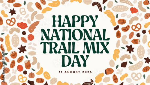 Photography Decorative illustration celebrating national trail mix day with assorted nut sna