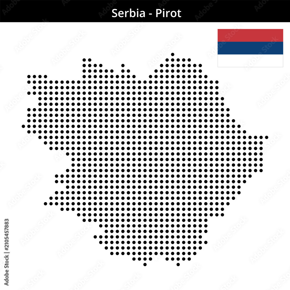 Fototapeta premium Map of Serbia region Pirot in medium size dots