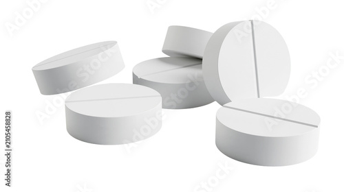 Quadro su tela Group of white round pills with score lines