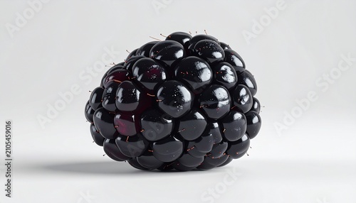 Close-up of a Fresh and Juicy Blackberry on White Background.