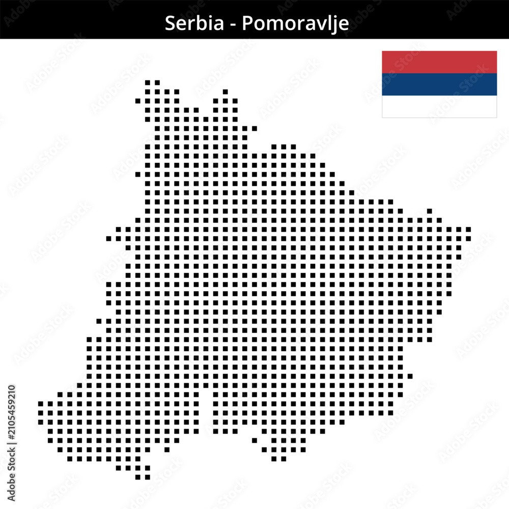 Fototapeta premium Map of Serbia region Pomoravlje in medium size square dots
