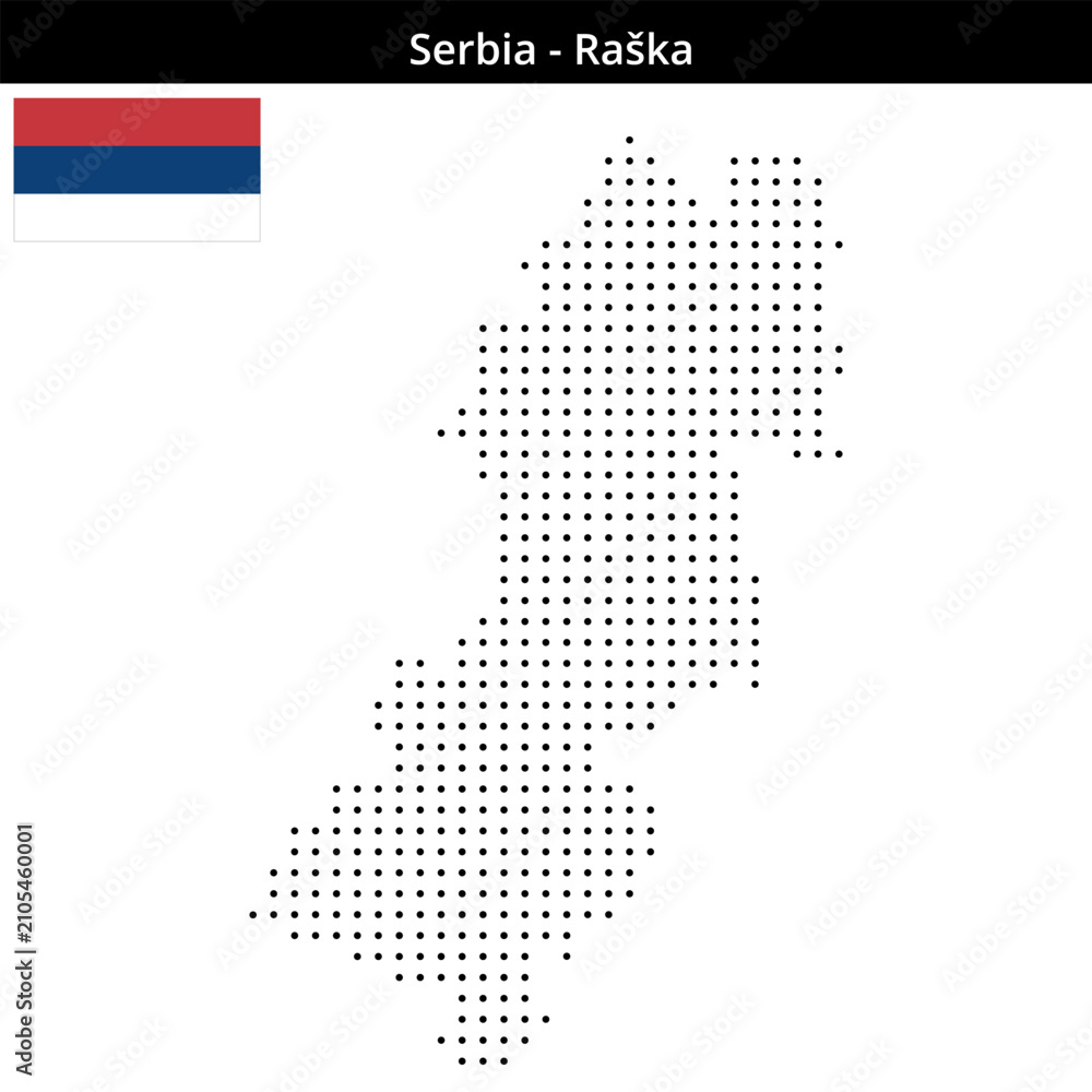 Obraz premium Map of Serbia region Raška in small size dots