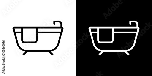 Fotografia Bathtub With Towel Line Icon Set