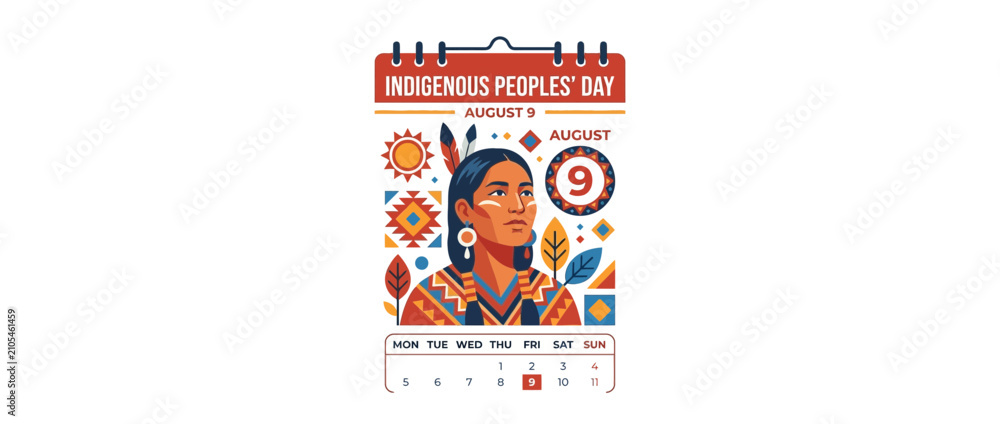 Fototapeta premium Indigenous Peoples Day Calendar Illustration