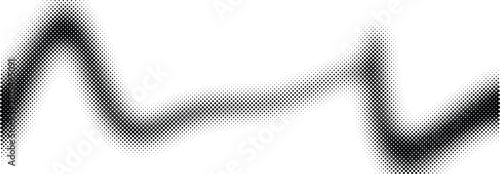 Black wavy shape with a halftone dot gradient on a white background