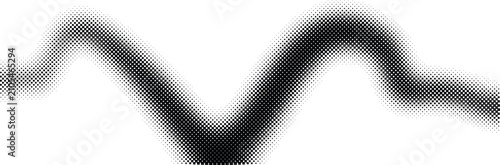 Black wavy shape with a halftone dot gradient on a white background