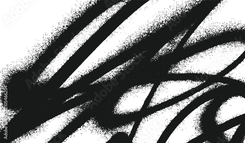 Black spray paint strokes on a white background abstract urban art texture