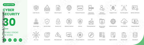 Cuadro en lienzo cyber security icon line style data protection editable stroke vector set