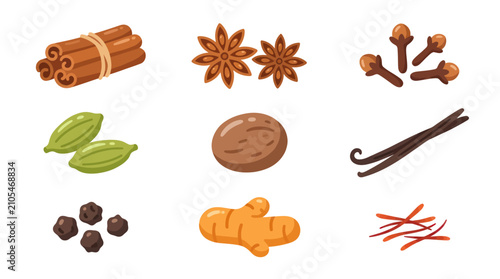Foto Collection of spices and seasonings
