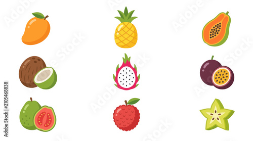 Collection of tropical fruit icons