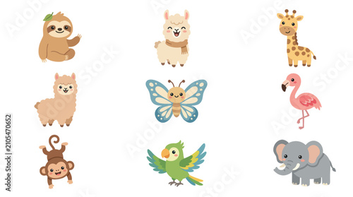 Photography Cute cartoon animals set