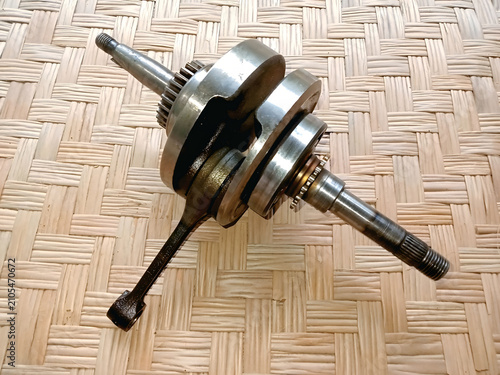 Bild auf Leinwand Motorcycle Engine Crankshaft and Connecting Rod Assembly, Mechanical Spare Part
