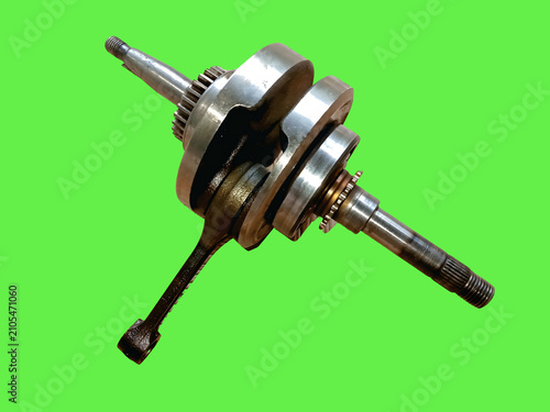 Quadro su tela Automotive Engine Crankshaft and Connecting Rod Assembly Isolated on Green Scree