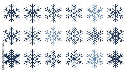 Canvas-taulu Set of unique snowflake designs for winter patterns with snowflake christmas sea