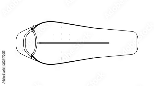 Obraz na płótnie Top view illustration of a sleeping bag with zipper and drawstring