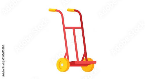 Heavy Duty Red Hand Dolly Cart for Warehouse Moving and Package Delivery Isolated on White Background
