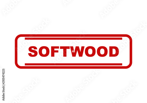 Red rectangular stamp or label with the word softwood written in bold capital letters inside a simple frame design isolated on transparent background
