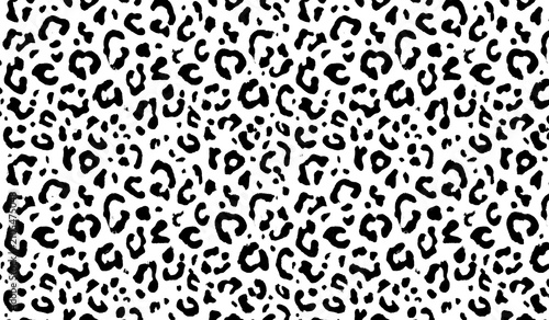 Canvas Print Repeating leopard animal skin print pattern texture deisng with wildlife monochr