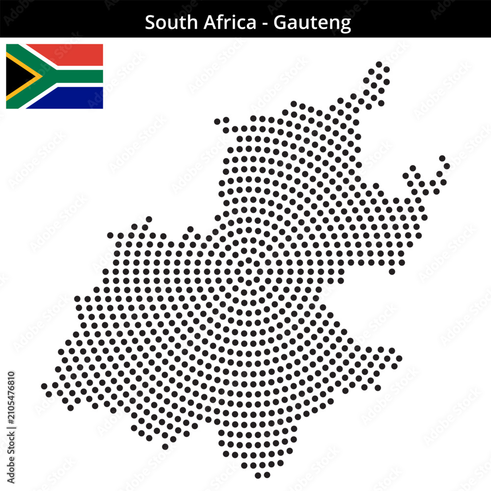 Obraz premium Map of South-Africa region Gauteng in concentric medium dots